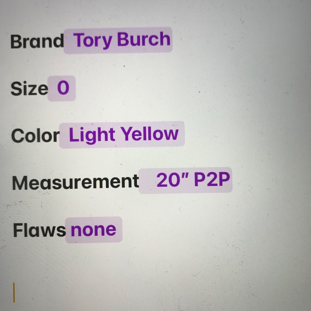 Tory Burch Womens Sleeveless Cotton Tee Size 0 Light Yellow Ruched Shoulder - Picture 9 of 9